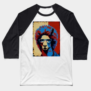 Abstract pop art style portrait of afro llama in glasses Baseball T-Shirt